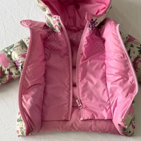 Pink Kids Print Puffer Jacket - Picture 4 of 11